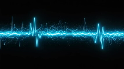 Abstract representation of a blue sound wave on a black background, illustrating audio frequency patterns