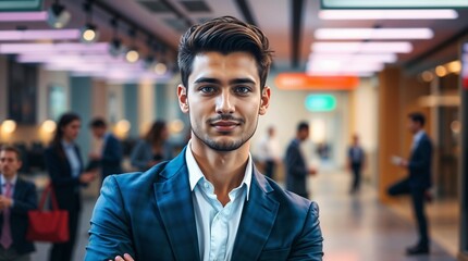 Handsome young business man standing confident in the office