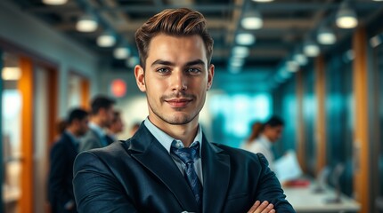 Handsome young business man standing confident in the office