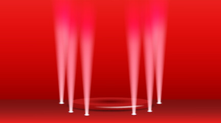 Entertaiment scene background. Scene in the rays of spotlights