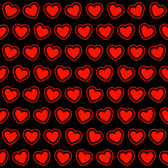 Seamless pattern with red hearts
