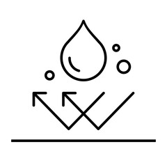 Waterproof line icon. Vector illustration. Water repellent material symbol. Water resistant surface sign. Protection barrier for clothing, footwear, electronics, packaging, and construction materials