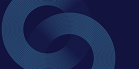 Abstract blue glowing geometric lines on dark blue background. Modern shiny blue circle lines pattern. Futuristic technology concept. Suit for cover, poster, banner eps 10.