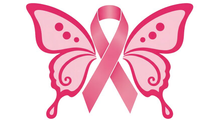 Isolated Pink Ribbon Butterfly