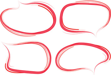 red colorful creative abstract line pattern speech bubbles set