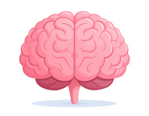 Minimalist Low Brain Icon with Soft Shadows – Isolated on White PNG