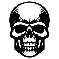 A skull featuring a striking black and white face design, emphasizing its intricate details and artistic expression.