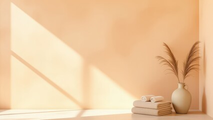 Minimalist Interior with Towels and Decorative Vase