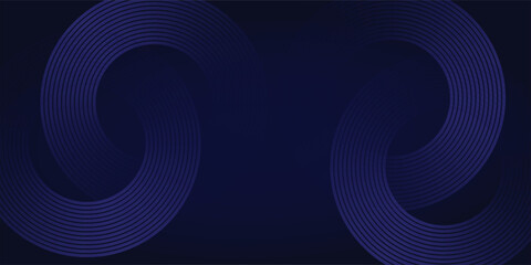 Abstract glowing circle lines on dark blue background. Geometric stripe line art design. Modern shiny blue lines. Futuristic technology concept. Suit for poster, cover, banner, brochure, website