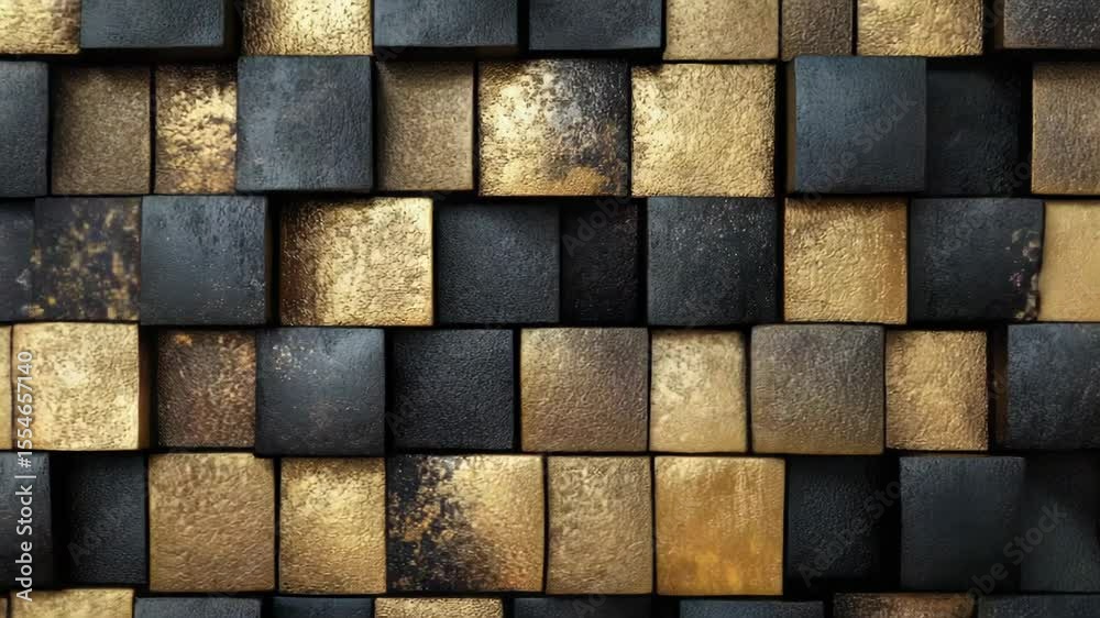 Poster close-up shot of a black and gold textured wall with intricate design patterns