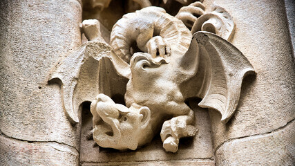 detail of a stone sculpture of an angel