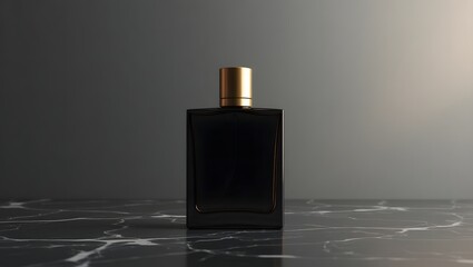 Elegant Black Perfume Bottle Mockup A Stunning Studio Shot