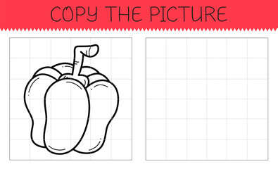 Copy the picture educational game for kids with pepper. Cute cartoon pepper. Vector illustration.