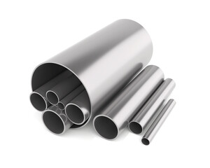 3d stack of steel pipes
