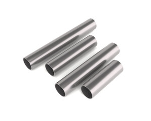 Metal pipes industrial products, Galvanized and stainless, 3D rendering.