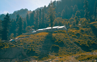 huts on top of mountains