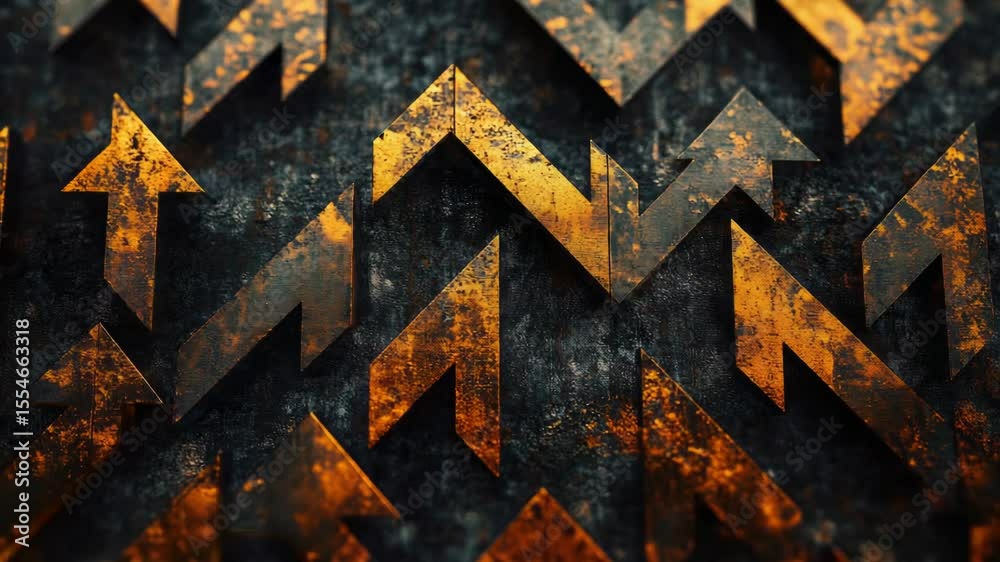 Poster close-up shot of a metal surface featuring multiple arrows