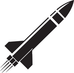 Minimalist Missile Silhouette – Flat Design Military Icon on White Background