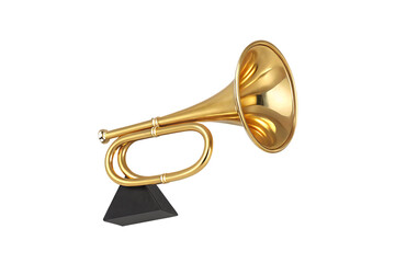 Obraz premium Golden trumpet musical instrument brass wind isolated on a transparent background