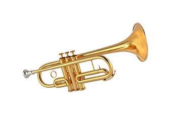 Obraz premium Golden trumpet musical instrument brass wind isolated on a transparent background
