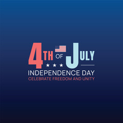 4th of July Independence Day Poster with American Flag and Star Decorations