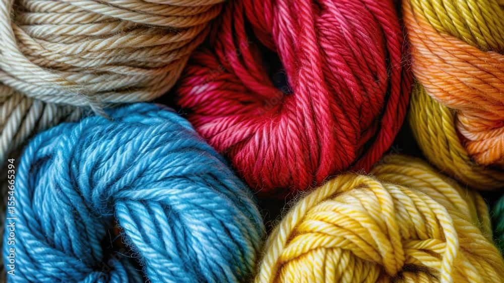 Poster high-quality photo of a close-up view of a bunch of yarn