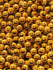 Obraz premium Seamless pattern with smiley faces. Colorful collection of playful emoji faces brings joy and cheer to any gathering or event decor. Generative AI