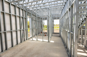Light gauge steel framing system used for house construction. Wall to be clad with fibre cement...