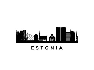 Naklejka premium Vector Estonia skyline. Travel Estonia famous landmarks. Business and tourism concept for presentation, banner, web site.