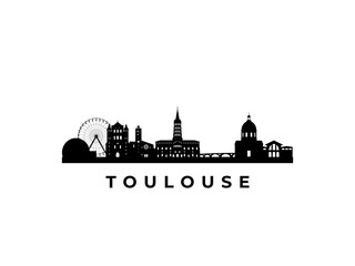 Obraz premium Vector Toulouse skyline. Travel Toulouse famous landmarks. Business and tourism concept for presentation, banner, web site.