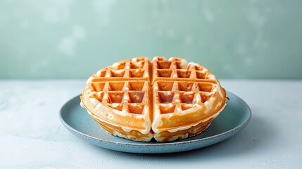 Golden brown, perfectly cooked waffle on a plate
