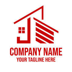 Red house logo with company name and tagline below, showcasing a modern architectural design