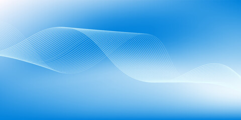 Abstract blue gradient background with shining lines waves. Minimalist background for banner, poster, cover, brochure, flyer, website