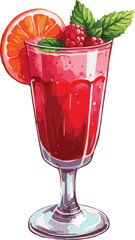 Vector watercolor painted illustration of a cocktail