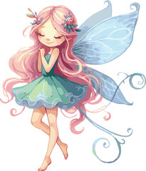 A watercolor vector illustration of a fairy