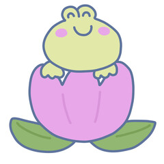 frog with a flower