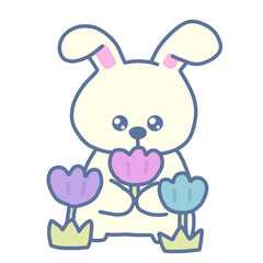 Cute bunny with flower 