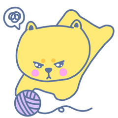 Cat playing with yarn