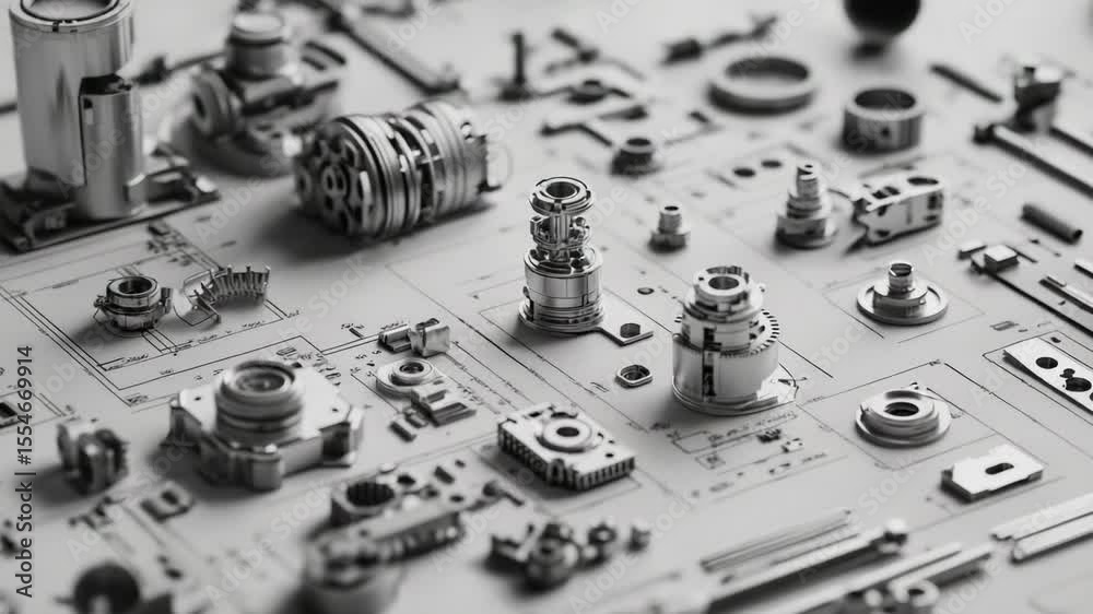 Poster A detailed view of various electronic components used in devices and machines