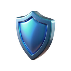 Shiny Blue 3D Shield Icon for Security and Protection