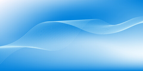 Abstract blue gradient background with shining lines waves. Minimalist background for banner, poster, cover, brochure, flyer, website