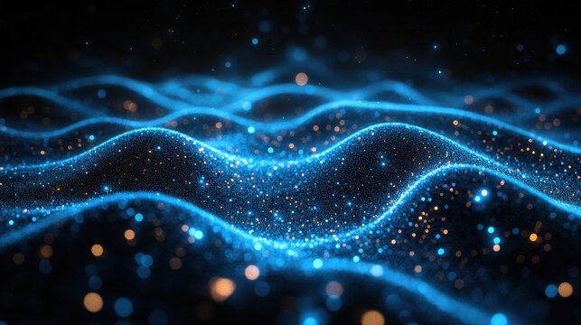 Digital background perfect for tech processes, neural networks, artificial intelligence, data transfer and encryption, digital archives, sound and graphic presentations, science, education, etc