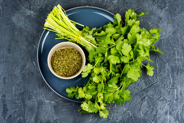 Organic fresh cilantro leaves.