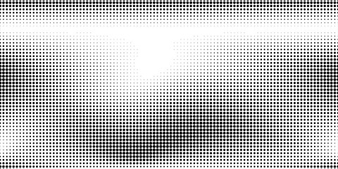 Grunge halftone gradient background. Faded grit noise texture. White and black sand wallpaper. Retro pixelated backdrop. Anime or manga style comic overlay. Vector graphic design textured template
