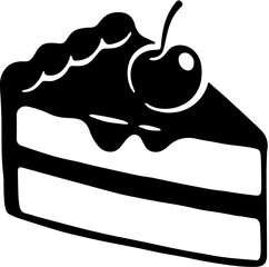 a black and white drawing of a piece of cute cake for coloring pages