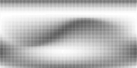 Grunge halftone gradient background. Faded grit noise texture. White and black sand wallpaper. Retro pixelated backdrop. Anime or manga style comic overlay. Vector graphic design textured template
