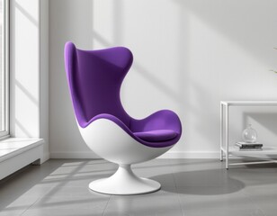 Purple and White Egg Chair in Modern Room Interior