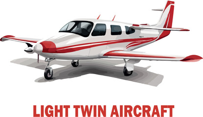Fototapeta premium Light twin aircraft 8 seater vector white background .