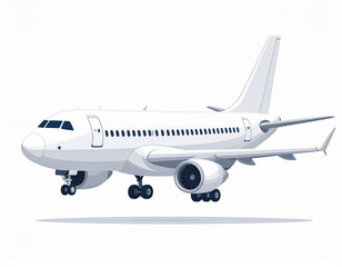Obraz premium Vector Illustration of Airplane on White Background – Minimalist Aircraft Design for Travel, Transportation, Aviation, Tourism, and Air Transport Concepts in Clean Flat Style