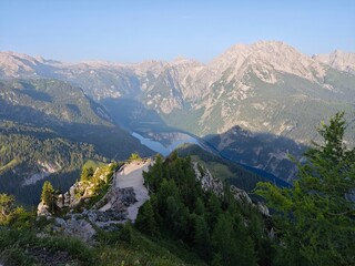 mountain landscape with lake and mountains